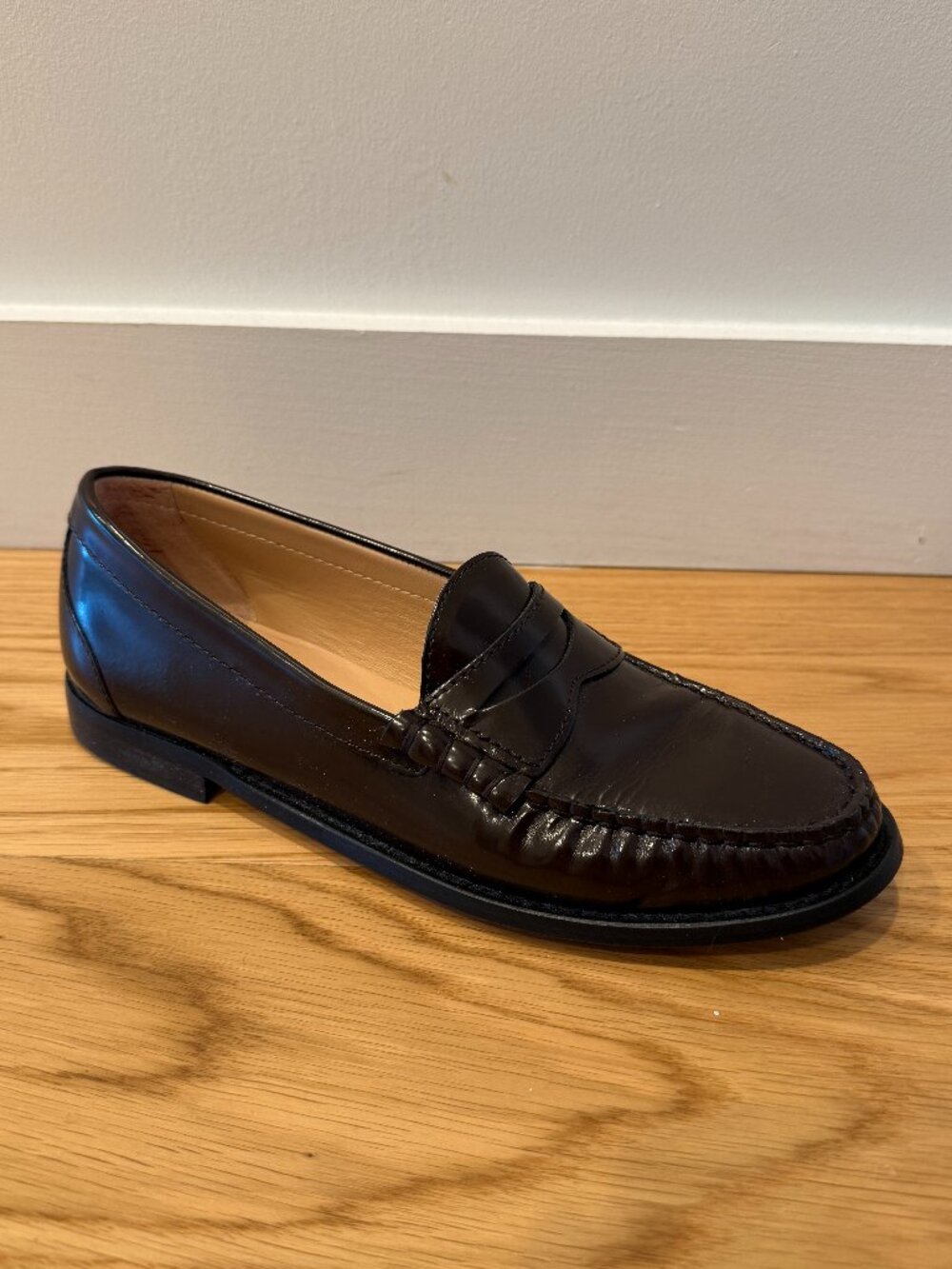 J. Crew Winona Penny Loafers Sz 8.5 Cocoa Berry (Brown) Italian Leather